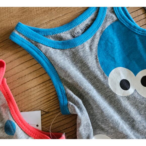 Isaac Mizrahi Sesame Street Infant 2 piece Elmo Cookie Monster Romper sz 0-3M - Picture 3 of 3